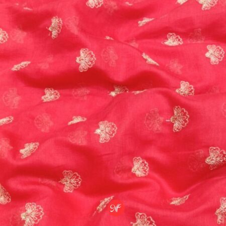 Chanderi Fabric Zari Butti All Over Design Red Shade- RK80343