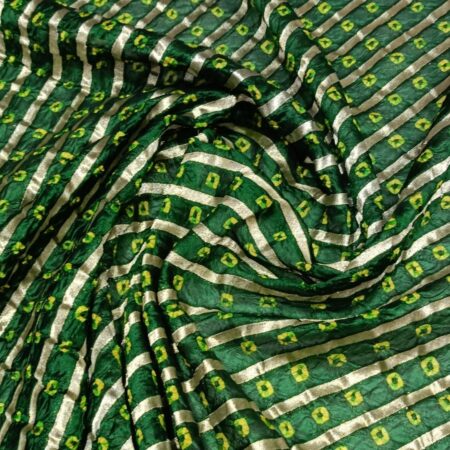 SILK bandhani Jari Laheriya bottle Green HM058