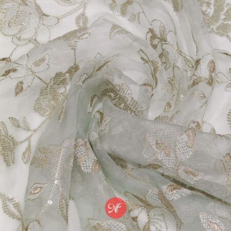 Pure Organza sequins zari embroidary T blue colour - AF1350