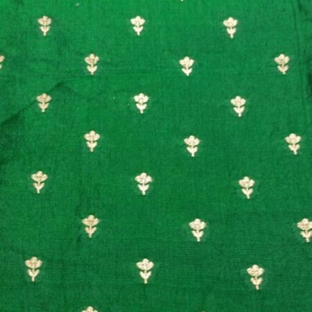 Pure Dupion fabric zari butti green colour - SS81