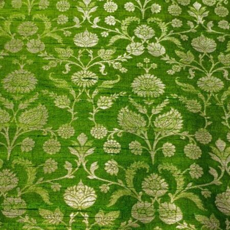 Pure resham raw silk Banarasi Brocade olive green - SS85