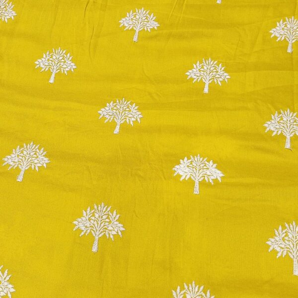 Modal rayon thread work all over musted colour fabric - 10230