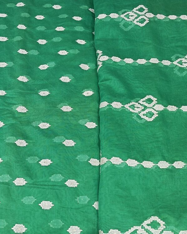 Green Chanderi with White Thread Butti and Sequins combo set