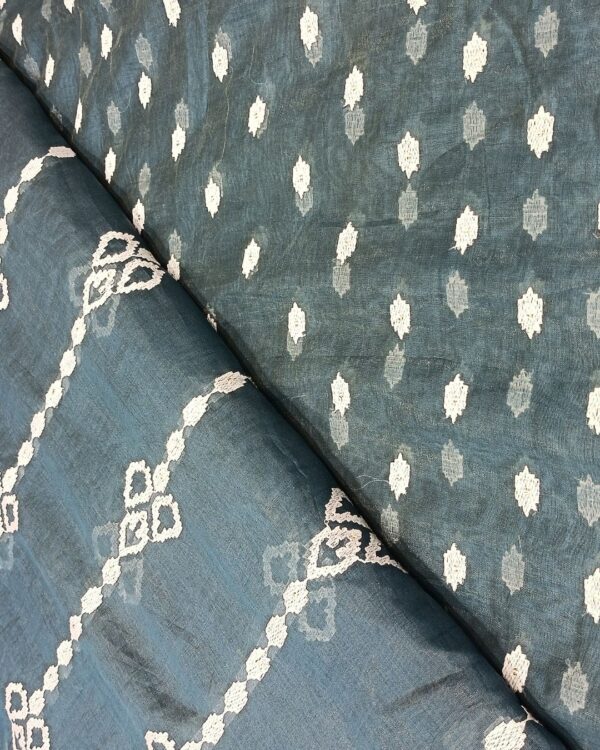 Ice blue Chanderi with White Thread Butti and Sequins combo set