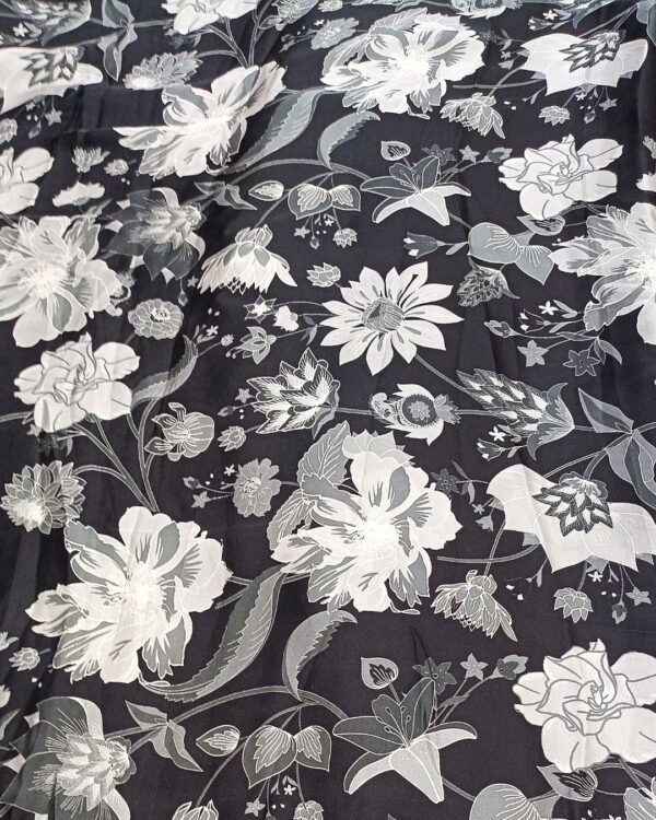 cotton satin digital print floral black colour - RK032